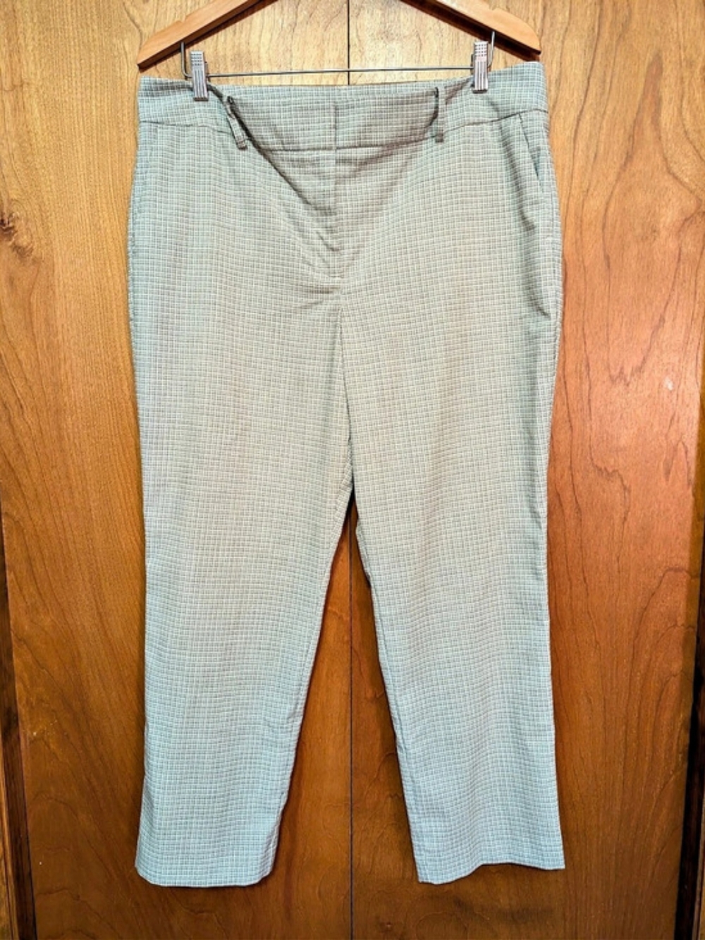 Ann Taylor Factory Gingham Trousers Brown & Blue Size 14 Like New